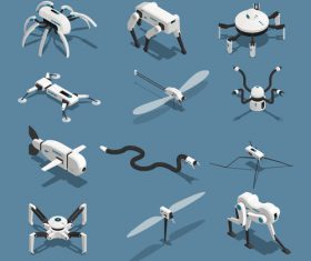 Biorobots Isometric Icons vector