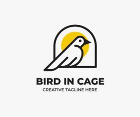Bird in cage monoline business logo vector