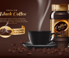 Black coffee advertisement vector