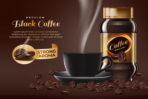 Black coffee advertisement vector