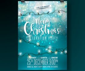 Blue background christmas party card vector