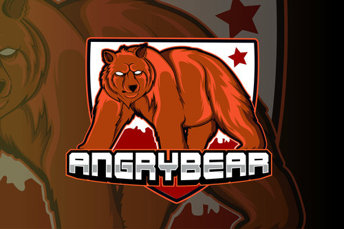 Brown bear game logo vector