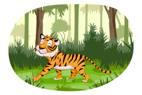 Cartoon smiling tiger vector