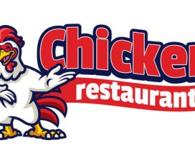 Chicken restaurant cartoon mascot logo vector