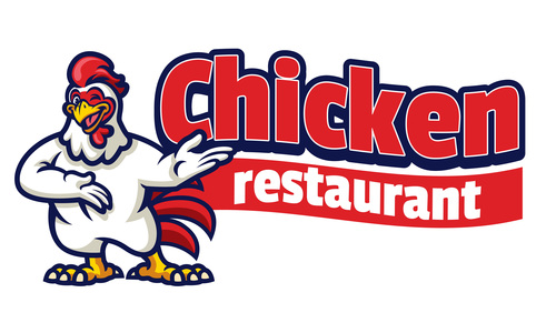 Chicken restaurant cartoon mascot logo vector