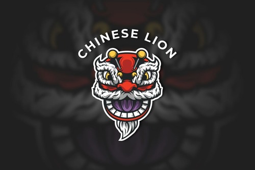 Chinese lion logo vector