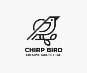 Chirping bird monoline business logo vector