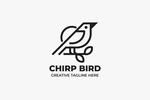Chirping bird monoline business logo vector