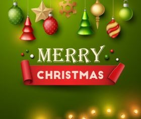 Christmas pendant decoration vector on green background