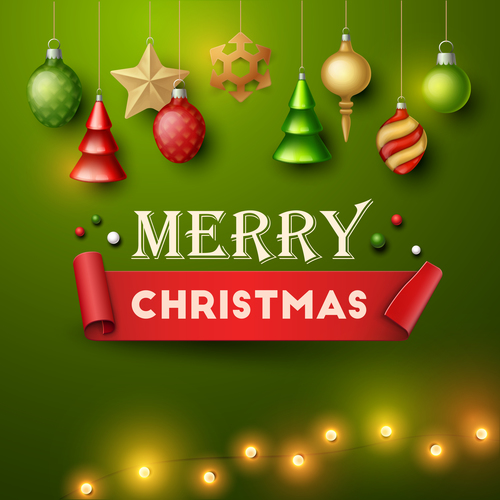 Christmas pendant decoration vector on green background