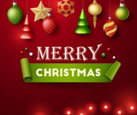 Christmas pendant decoration vector on red background