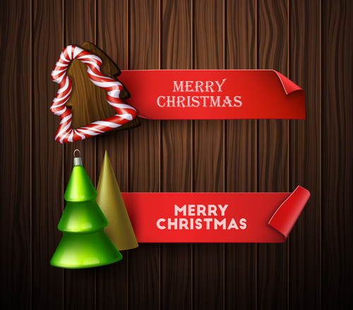 Christmas tree decoration banner vector