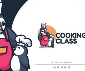 Cooking class penguin simple logo vector