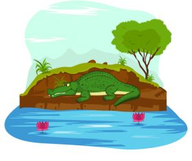 Crocodile lying on the shore vector