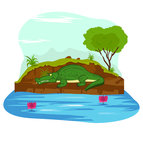 Crocodile lying on the shore vector