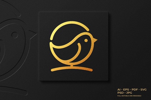 Cute small bird monoline logo vector