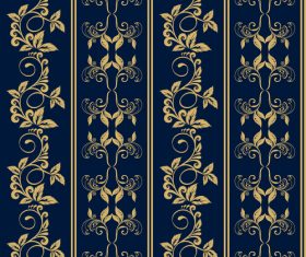 Dark blue background floral engraving pattern vector