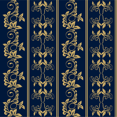 Dark blue background floral engraving pattern vector