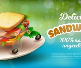 Delicious sandwiches food advertisement vector