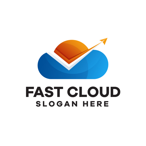 Fast cloud gradient logo vector