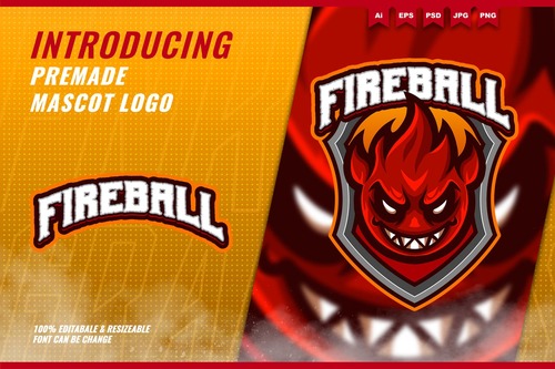 Fireball monster mascot esport logo vector