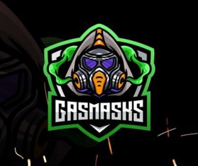 Gasmask esport mascot esport logo vector