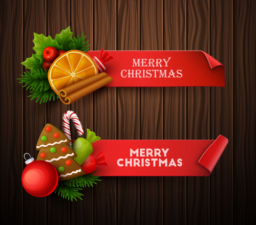 Gingerbread and cinnamon decoration christmas banner vector