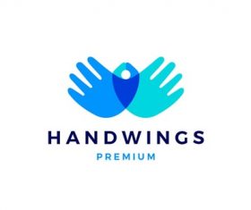 Hand wings human logo vector