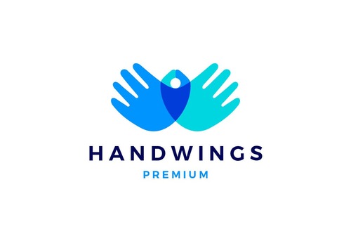 Hand wings human logo vector