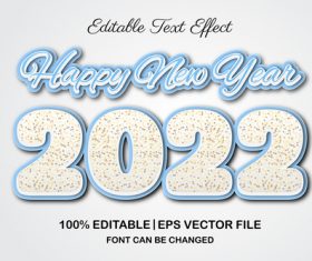 Happy 2022 new year text editabl effect vector