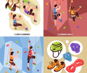 Indoor climbing wall and equipment vector