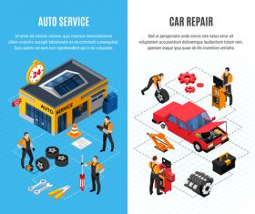 Isometric banner car service vector