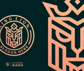 King lion line logo templates vector