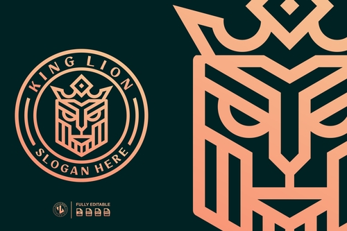 King lion line logo templates vector