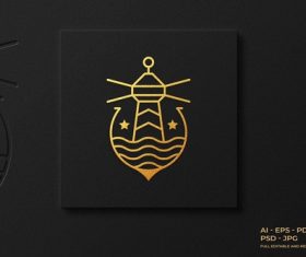 Lighthouse monoline logo vector