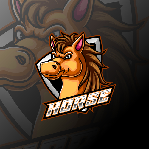 Little brown horse esports logo vector