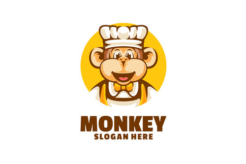 Monkey chef logo vector
