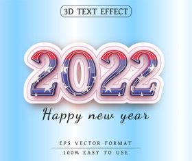 New Year 2022 3D text effect vector