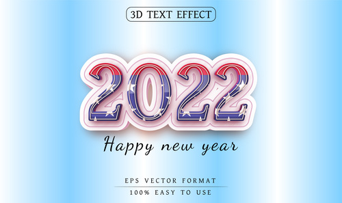 New Year 2022 3D text effect vector