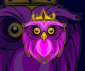 Owl game logo vector wearing crown