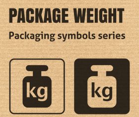 Packaging weight packaging symbol vector on corrugated cardboard background