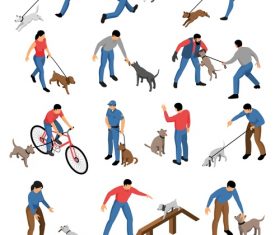 People and pet dogs vector