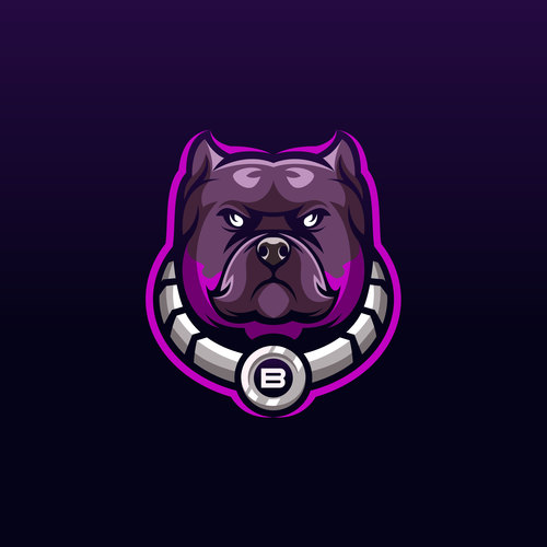 Purple athletic bulldog logo vector