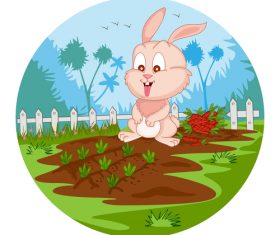 Rabbit harvesting carrots vector