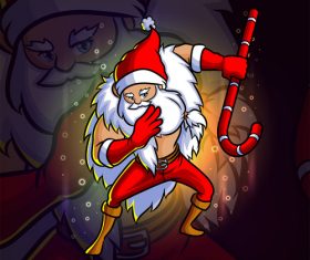 Santa Claus holding a candy cane vector