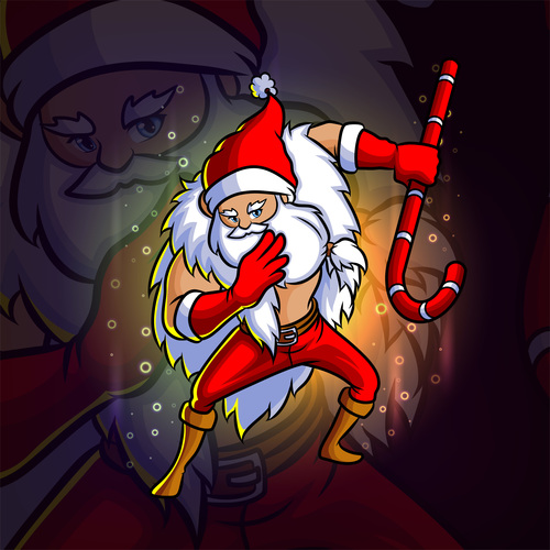 Santa Claus holding a candy cane vector