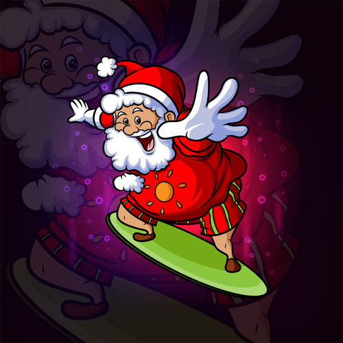 Santa Claus playing skateboard vector