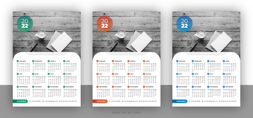 Simple background 2022 calendar vector