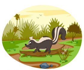 Skunk crossing the river vector