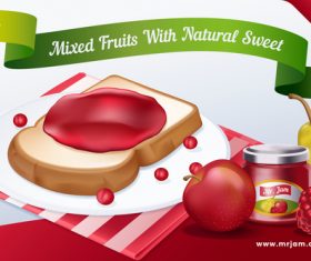 Strawberry jam food advertisement vector